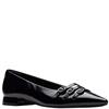 CLARKS WOMENS STRAP POINT TOE SHOE - BLACK PATENT